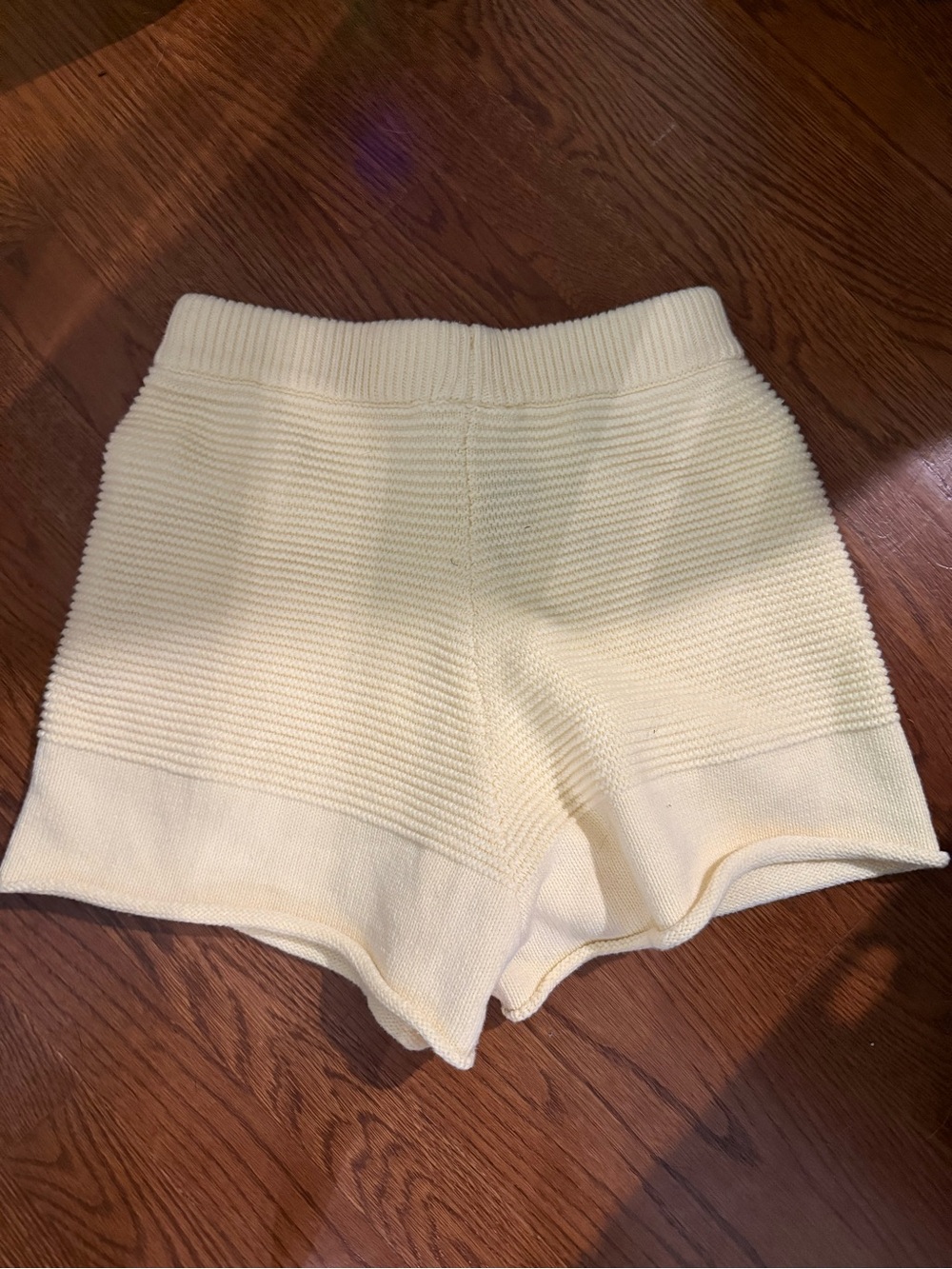 Princess Polly Cream Ribbed High-Waist Knit Shorts